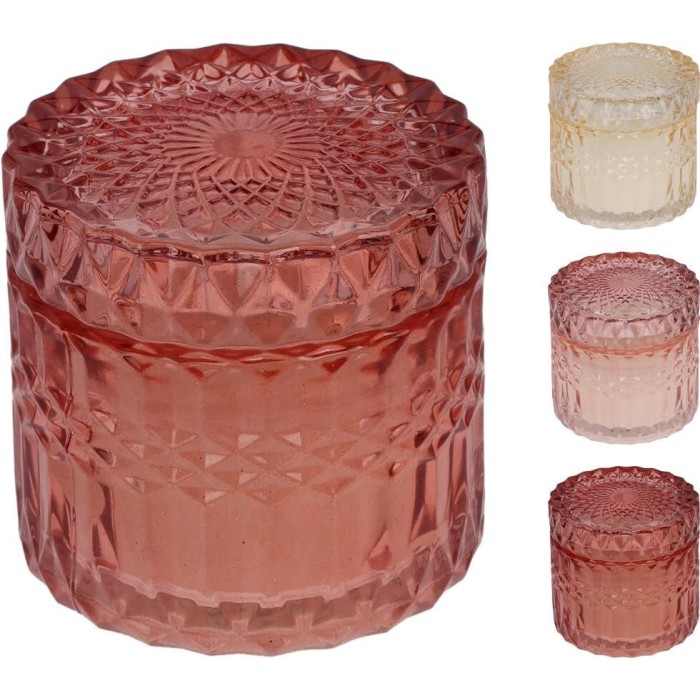 CANDELA IN VETRO 9X8CM 3COLORI